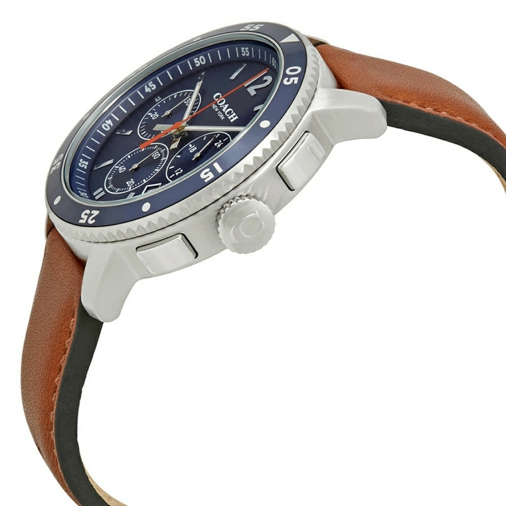 Coach Bleecker men's brown leather watch blue face - Picture 3 of 4